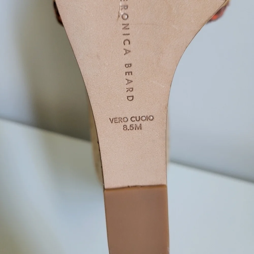 NEW Veronica Beard Dali Woven Wedge Sandals Brown